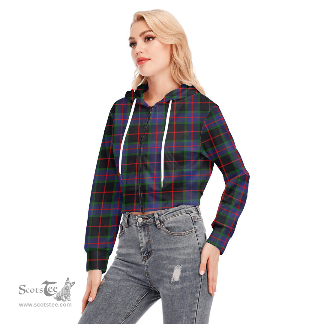 ScotsTee Shop Scottish Nairn Clan Tartan Womens Cropped Zip Up Hoodie