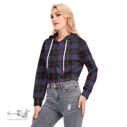 ScotsTee Shop Scottish Nairn Clan Tartan Womens Cropped Zip Up Hoodie