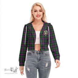 ScotsTee Shop Scottish Urquhart Modern Clan Crest Tartan Womens Cropped Zip Up Hoodie
