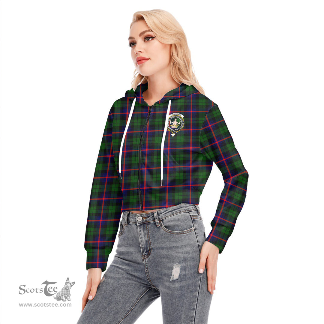 ScotsTee Shop Scottish Urquhart Modern Clan Crest Tartan Womens Cropped Zip Up Hoodie