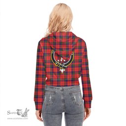 ScotsTee Shop Scottish Robertson Modern Clan Crest Tartan Womens Cropped Zip Up Hoodie