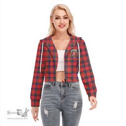 ScotsTee Shop Scottish Robertson Modern Clan Crest Tartan Womens Cropped Zip Up Hoodie