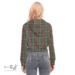 ScotsTee Shop Scottish Shaw Green Modern Clan Tartan Womens Cropped Zip Up Hoodie