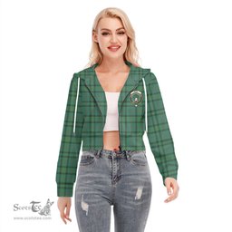 ScotsTee Shop Scottish Ross Hunting Ancient Clan Crest Tartan Womens Cropped Zip Up Hoodie