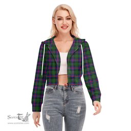 ScotsTee Shop Scottish Morrison Modern Clan Tartan Womens Cropped Zip Up Hoodie