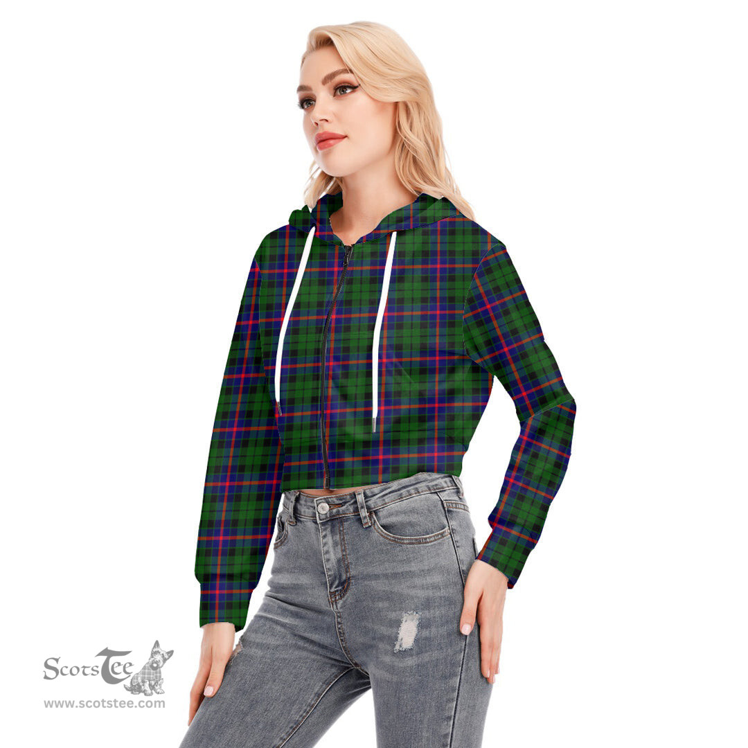ScotsTee Shop Scottish Morrison Modern Clan Tartan Womens Cropped Zip Up Hoodie
