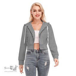 ScotsTee Shop Scottish Shepherd Clan Tartan Womens Cropped Zip Up Hoodie