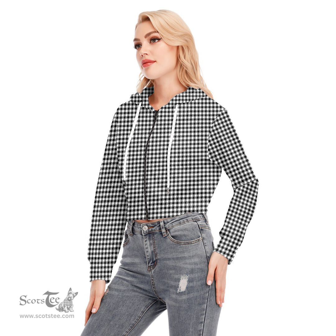 ScotsTee Shop Scottish Shepherd Clan Tartan Womens Cropped Zip Up Hoodie