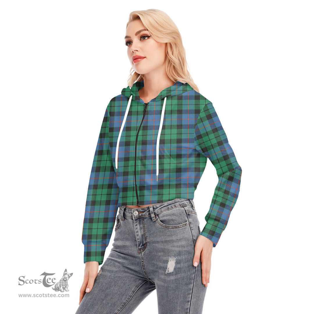 ScotsTee Shop Scottish Morrison Ancient Clan Tartan Womens Cropped Zip Up Hoodie