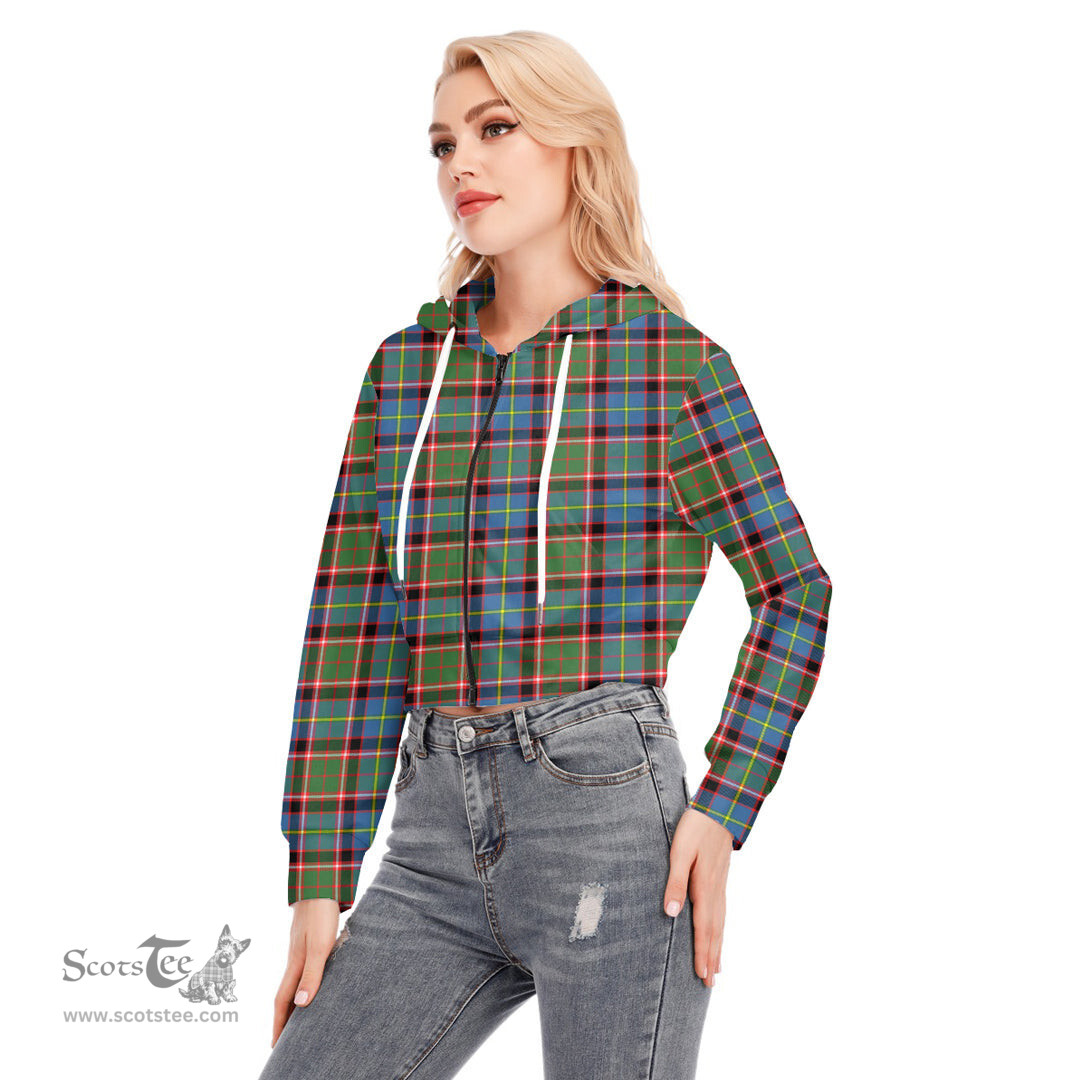 ScotsTee Shop Scottish Stirling Bannockburn District Clan Tartan Womens Cropped Zip Up Hoodie