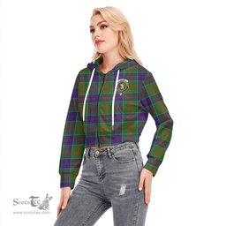 ScotsTee Shop Scottish Stewart of Appin Hunting Modern Clan Crest Tartan Womens Cropped Zip Up Hoodie