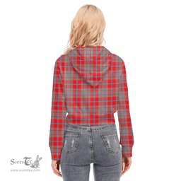 ScotsTee Shop Scottish Moubray Clan Tartan Womens Cropped Zip Up Hoodie