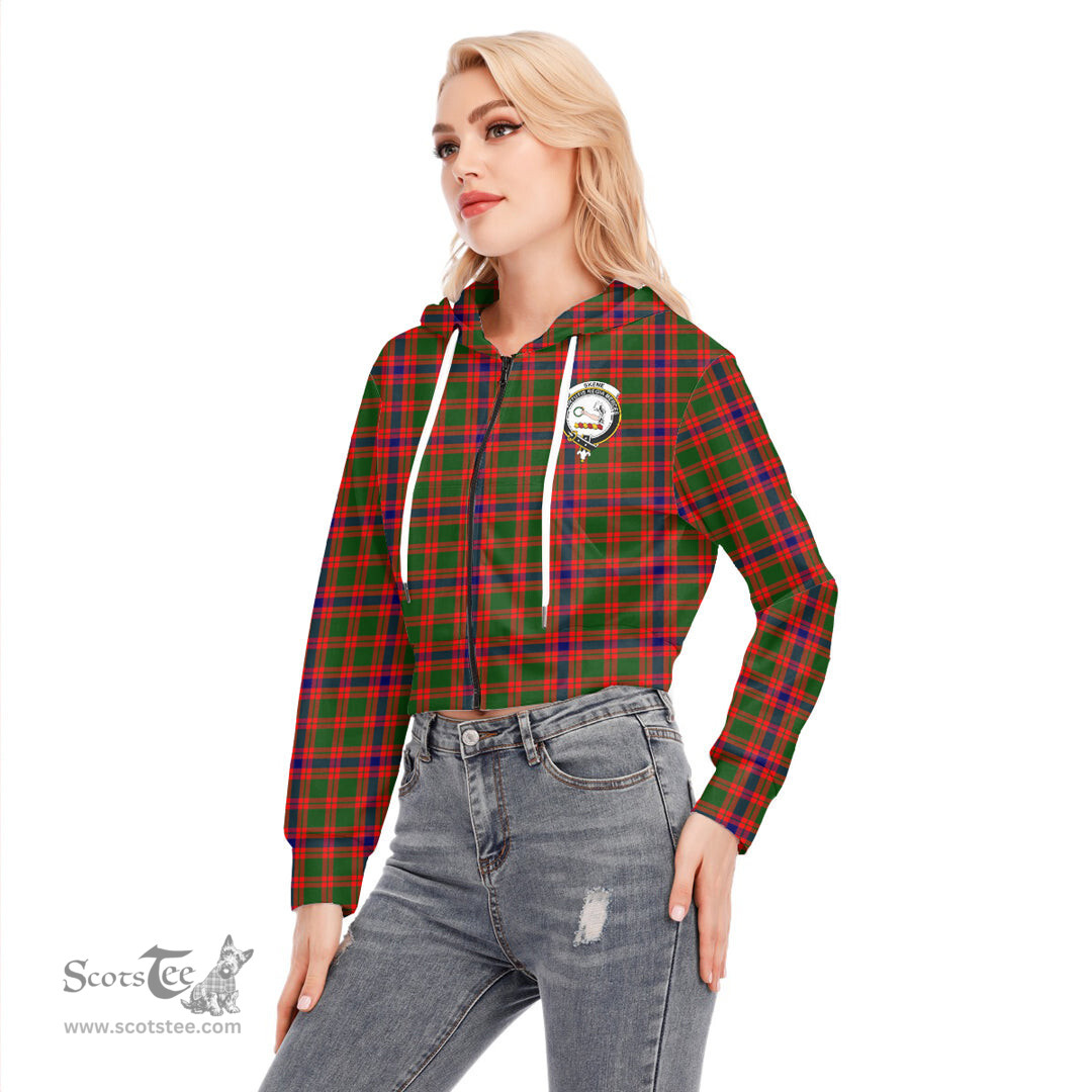 ScotsTee Shop Scottish Skene Modern Clan Crest Tartan Womens Cropped Zip Up Hoodie