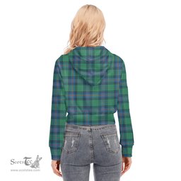 ScotsTee Shop Scottish Shaw Ancient Clan Tartan Womens Cropped Zip Up Hoodie