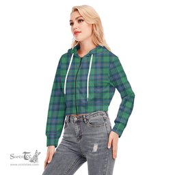 ScotsTee Shop Scottish Shaw Ancient Clan Tartan Womens Cropped Zip Up Hoodie