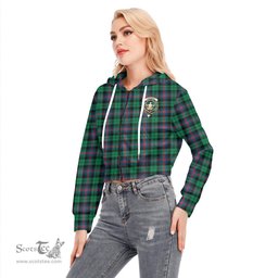 ScotsTee Shop Scottish Urquhart Broad Red Ancient Clan Crest Tartan Womens Cropped Zip Up Hoodie