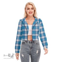 ScotsTee Shop Scottish Roberton Clan Tartan Womens Cropped Zip Up Hoodie