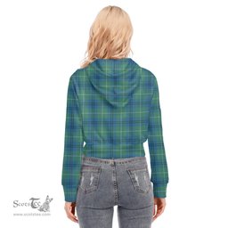 ScotsTee Shop Scottish Oliphant Ancient Clan Tartan Womens Cropped Zip Up Hoodie