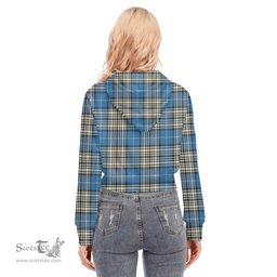 ScotsTee Shop Scottish Napier Ancient Clan Tartan Womens Cropped Zip Up Hoodie