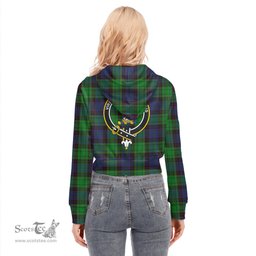 ScotsTee Shop Scottish Stewart Old Modern Clan Crest Tartan Womens Cropped Zip Up Hoodie