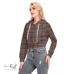 ScotsTee Shop Scottish Nicolson Hunting Weathered Clan Tartan Womens Cropped Zip Up Hoodie