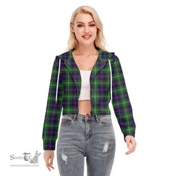 ScotsTee Shop Scottish Sutherland Modern Clan Tartan Womens Cropped Zip Up Hoodie