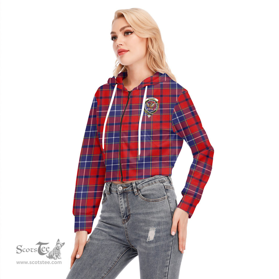 ScotsTee Shop Scottish Wishart Dress Clan Crest Tartan Womens Cropped Zip Up Hoodie