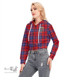 ScotsTee Shop Scottish Wishart Dress Clan Crest Tartan Womens Cropped Zip Up Hoodie