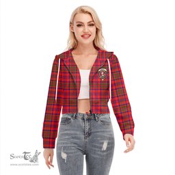 ScotsTee Shop Scottish Murray of Tulloch Modern Clan Crest Tartan Womens Cropped Zip Up Hoodie