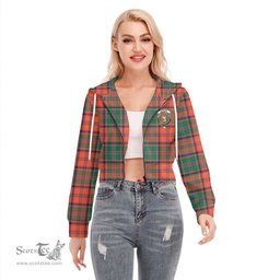 ScotsTee Shop Scottish Stewart of Appin Ancient Clan Crest Tartan Womens Cropped Zip Up Hoodie