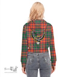 ScotsTee Shop Scottish Stewart of Appin Ancient Clan Crest Tartan Womens Cropped Zip Up Hoodie