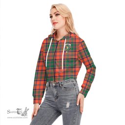 ScotsTee Shop Scottish Stewart of Appin Ancient Clan Crest Tartan Womens Cropped Zip Up Hoodie