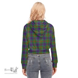 ScotsTee Shop Scottish Stewart of Appin Hunting Modern Clan Tartan Womens Cropped Zip Up Hoodie