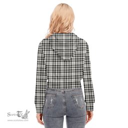 ScotsTee Shop Scottish Scott Black White Ancient Clan Tartan Womens Cropped Zip Up Hoodie