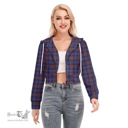 ScotsTee Shop Scottish Pride of Scotland Clan Tartan Womens Cropped Zip Up Hoodie