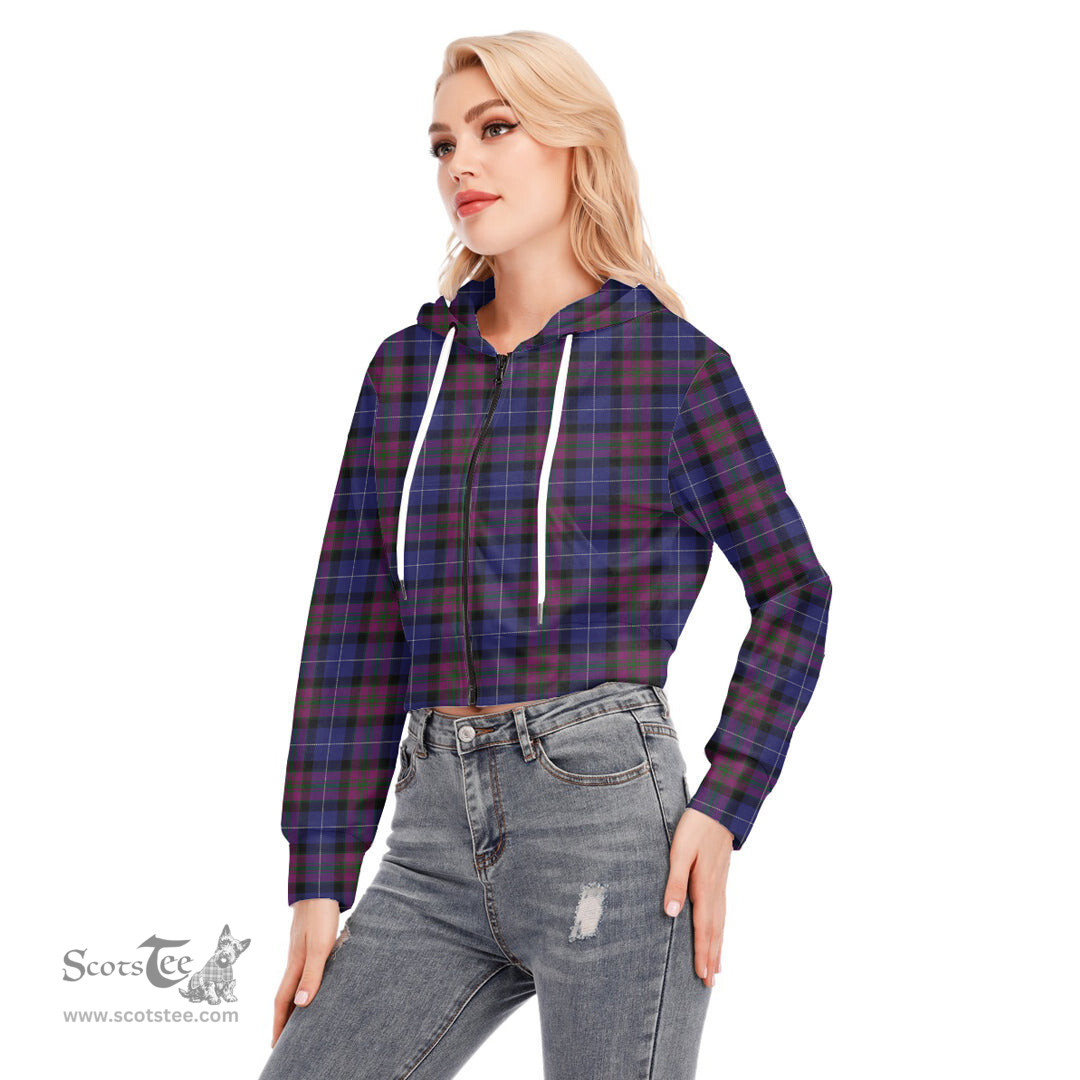 ScotsTee Shop Scottish Pride of Scotland Clan Tartan Womens Cropped Zip Up Hoodie