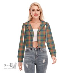 ScotsTee Shop Scottish Wilson Ancient Clan Tartan Womens Cropped Zip Up Hoodie