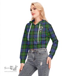 ScotsTee Shop Scottish Paterson Clan Crest Tartan Womens Cropped Zip Up Hoodie