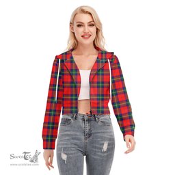 ScotsTee Shop Scottish Ruthven Modern Clan Tartan Womens Cropped Zip Up Hoodie