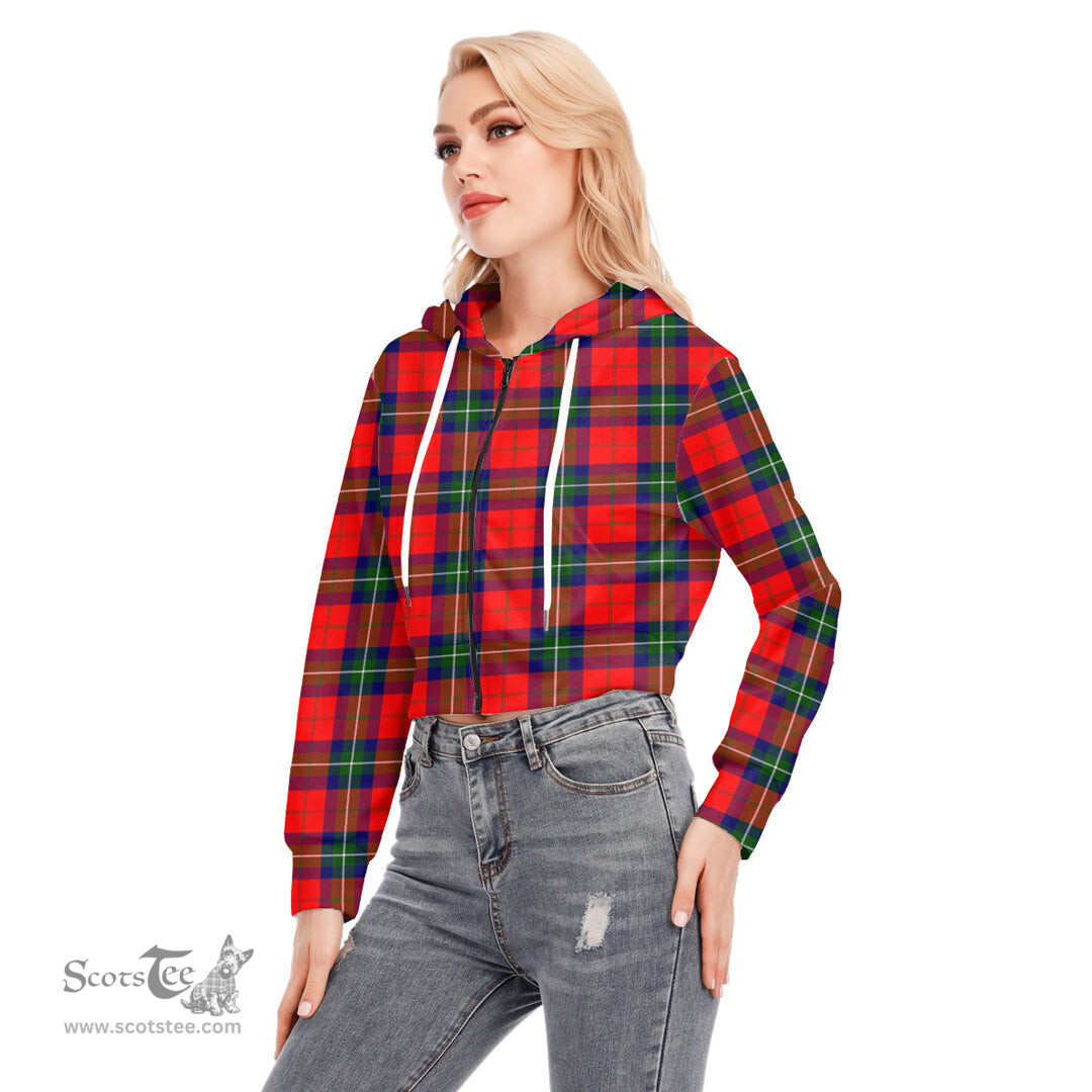 ScotsTee Shop Scottish Ruthven Modern Clan Tartan Womens Cropped Zip Up Hoodie