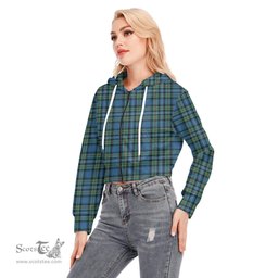 ScotsTee Shop Scottish Robertson Hunting Ancient Clan Tartan Womens Cropped Zip Up Hoodie