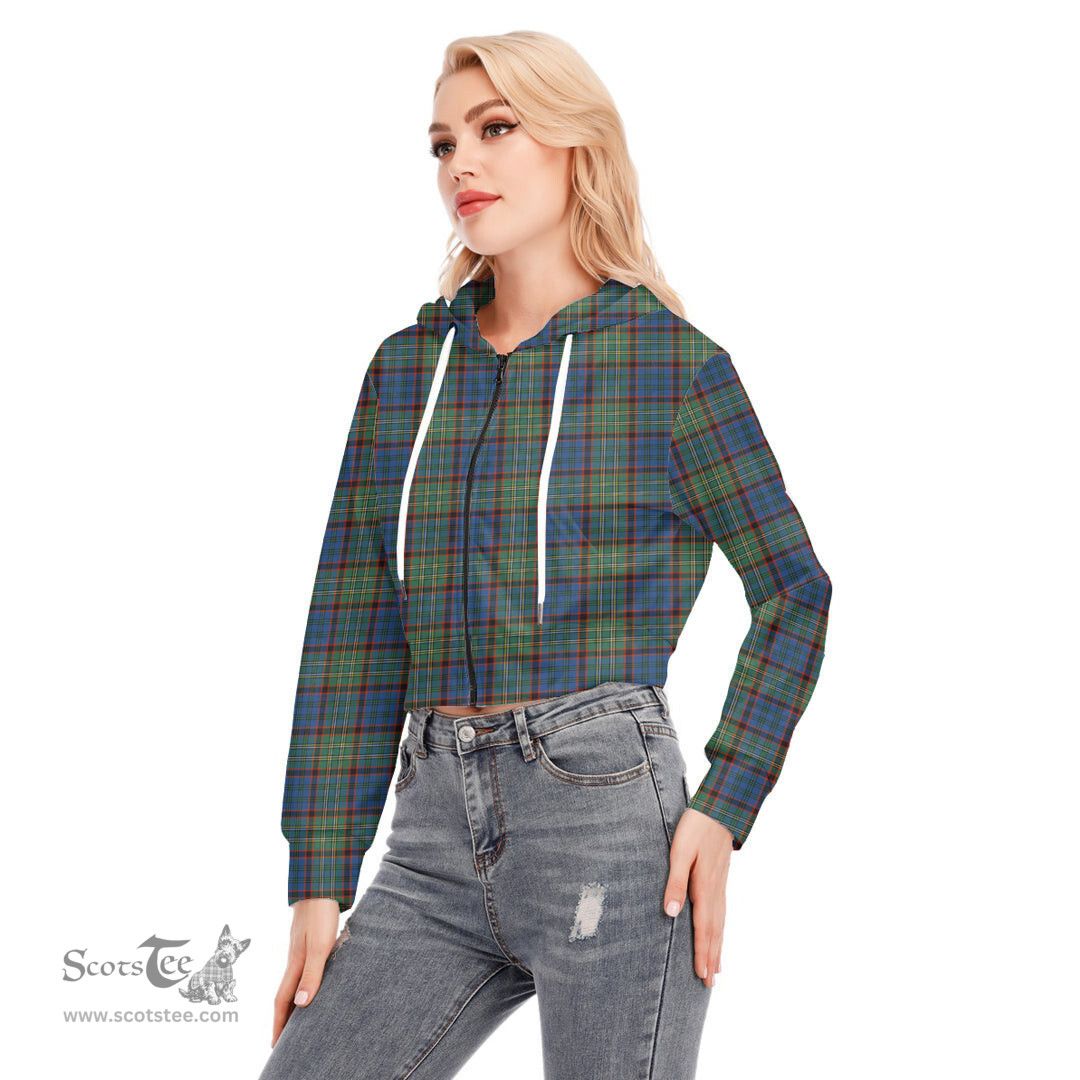 ScotsTee Shop Scottish Nicolson Hunting Ancient Clan Tartan Womens Cropped Zip Up Hoodie