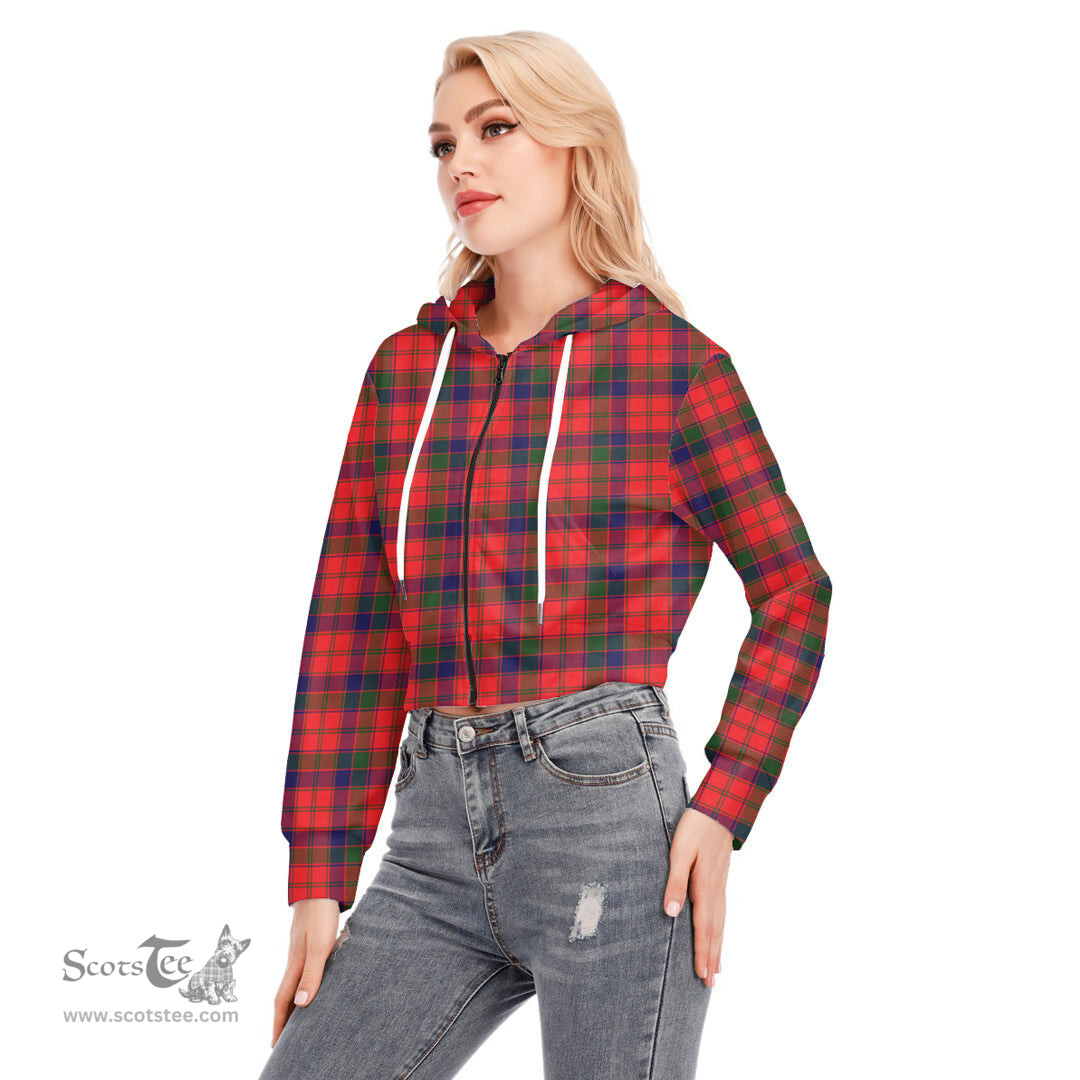 ScotsTee Shop Scottish Robertson Modern Clan Tartan Womens Cropped Zip Up Hoodie