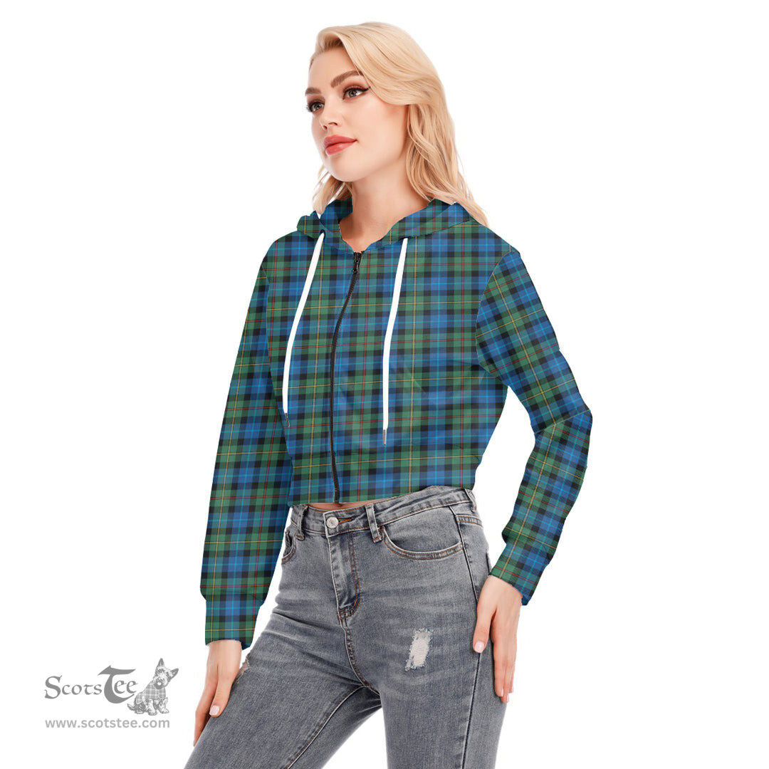 ScotsTee Shop Scottish Smith Ancient Clan Tartan Womens Cropped Zip Up Hoodie