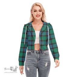 ScotsTee Shop Scottish Stewart Old Ancient Clan Tartan Womens Cropped Zip Up Hoodie