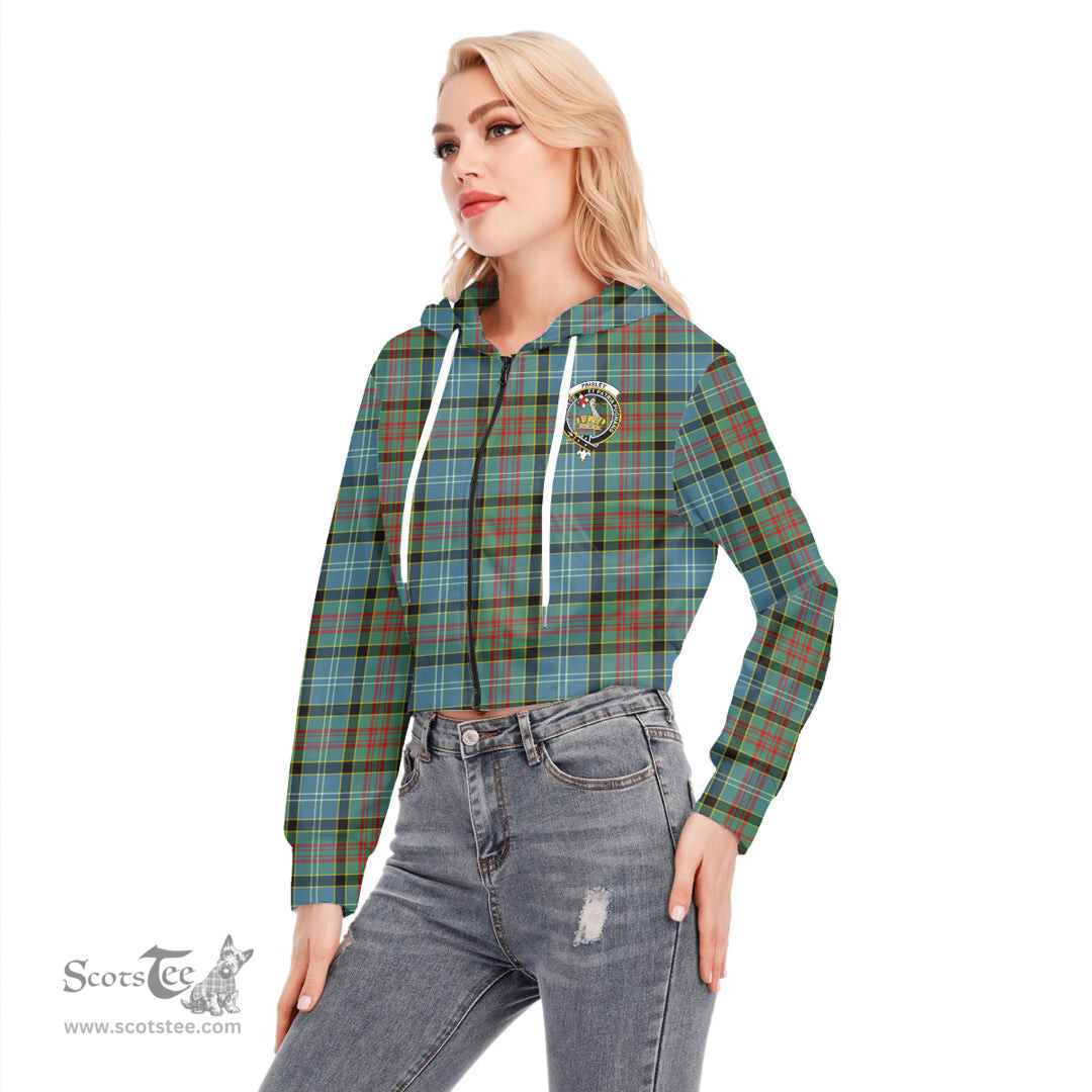 ScotsTee Shop Scottish Paisley District Clan Crest Tartan Womens Cropped Zip Up Hoodie