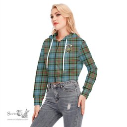 ScotsTee Shop Scottish Paisley District Clan Crest Tartan Womens Cropped Zip Up Hoodie