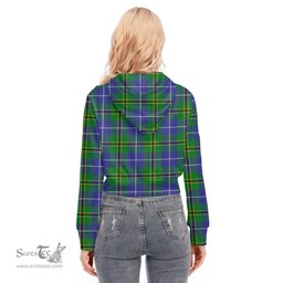 ScotsTee Shop Scottish Turnbull Hunting Clan Tartan Womens Cropped Zip Up Hoodie