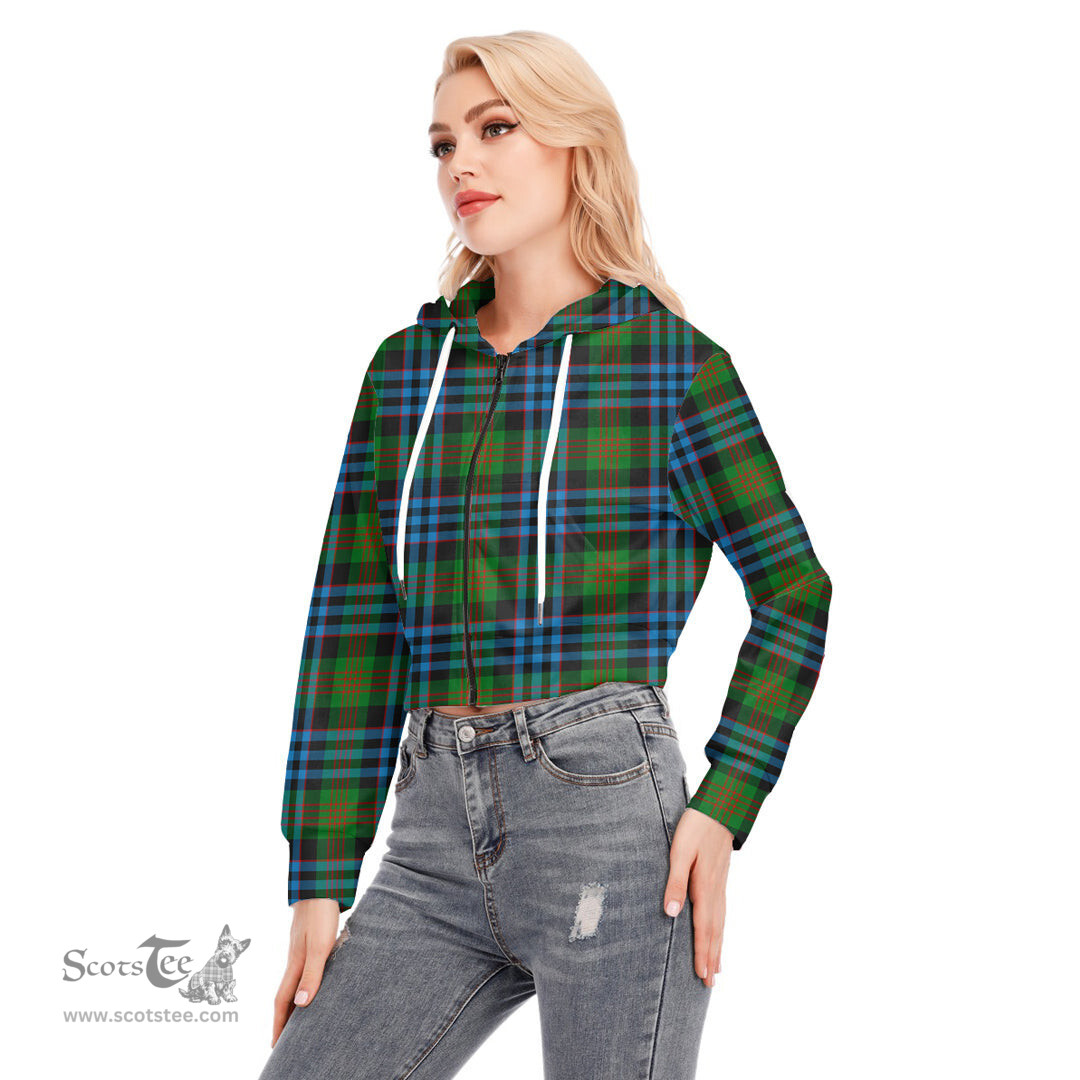 ScotsTee Shop Scottish Newlands of Lauriston Clan Tartan Womens Cropped Zip Up Hoodie