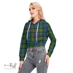 ScotsTee Shop Scottish Newlands of Lauriston Clan Tartan Womens Cropped Zip Up Hoodie